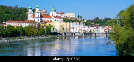 Vista panoramica della città di Passau in Baviera Foto Stock