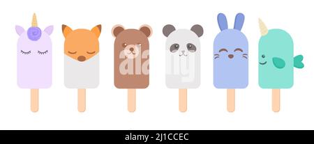 Gelato con animali diversi, vettore Illustrazione Vettoriale