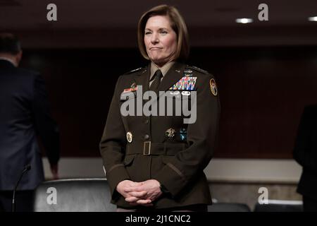 Washington, Stati Uniti. 24th Mar 2022. US Southern Command, Gn Laura Richardson durante un'audizione per esaminare la postura del comando del Nord degli Stati Uniti e del comando del Sud degli Stati Uniti, al Dirksen Senato/Capitol Hill a Washington. Credit: SOPA Images Limited/Alamy Live News Foto Stock