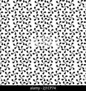 Motivo vettoriale senza giunture, sfondo ornamentale floreale, piastrelle geometriche ripetute, linee curve. Trama astratta in ornamento monocromatico. Design elegante e scuro Illustrazione Vettoriale