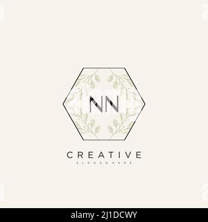 NN Initial Letter Flower Logo Template vettore premium Illustrazione Vettoriale