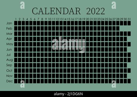 2022 calendario pianificatore. Settimana di design aziendale. Isolato su sfondo colorato. Calendario della Luna. Luogo per gli adesivi Illustrazione Vettoriale