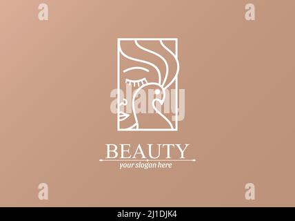 Logo donna con un uccello. La ragazza abbraccia delicatamente l'uccello. Concetto astratto di design per molte linee di business. Illustrazione Vettoriale