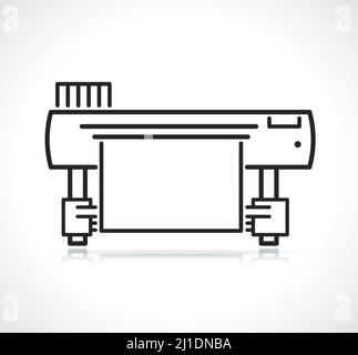 icona di linea di una stampante a getto d'inchiostro o di un plotter di grandi Illustrazione Vettoriale