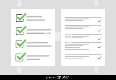 Elenco di controllo, completare le attività. Qualità superiore. Elementi grafici dal design moderno e piatto. Illustrazione Vettoriale