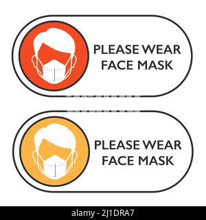 Maschera facciale segni richiesti set isolato su bianco Illustrazione Vettoriale