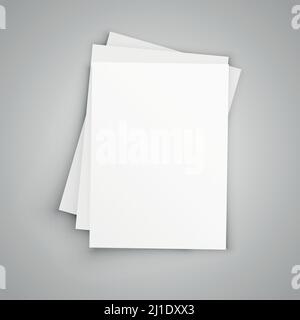 Carta bianca A4 vuota. Modelli per la presentazione del disegno di un volantino Illustrazione Vettoriale