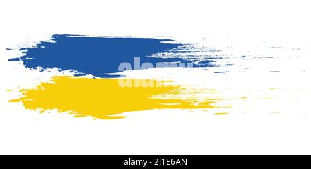 Pennello disegnato a mano ua colpo bandiera ucraina, bandiera ucraina pennello colpo grunge stile Illustrazione Vettoriale
