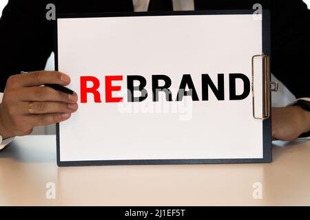 Re-brand Change Corporate Identity Marketing Concept, business Foto Stock