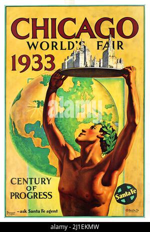 Poster di viaggio vintage - Hernando G. Villa (1881-1952) CHICAGO WORLD'S FAIR, 1933. Foto Stock