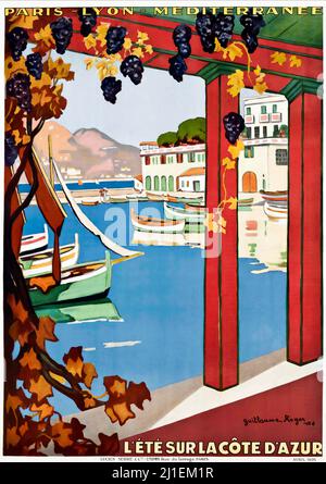 Poster di viaggio d'epoca - Guillaume G. Roger (1867-1943) LE ÉTÉ SUR LA Côte D'AZUR - Costa Azzurra, 1926 Foto Stock