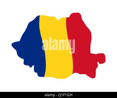 Mappa della Romania con colori di bandiera nazionale. Semplice e carina mappa disegnata a mano. Illustrazione Vettoriale
