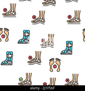 Flat feet Disease Vector Seamless Pattern Illustrazione Vettoriale