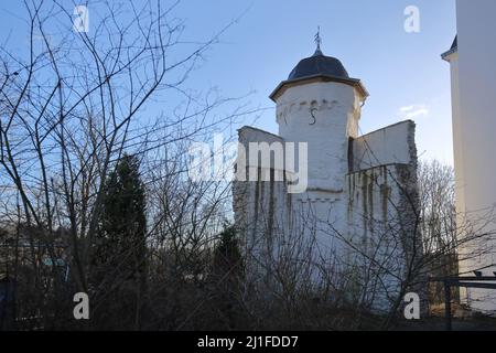 Storico ponte torre a Montabaur, Renania-Palatinato, Germania Foto Stock