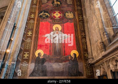 ABBEVILLE, SOMME, FRANCIA, 03 MARZO 2022 : interni e decori della chiesa collegiata di Saint Vufran Foto Stock