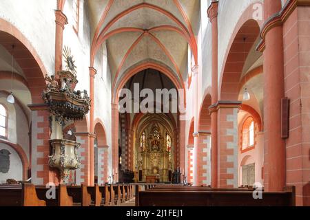 Vista interna del Monastero di Arnhem a Obernhof nella Valle di Lahn, Renania-Palatinato, Germania Foto Stock