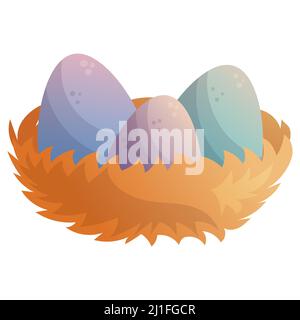 Nidificare con le uova. Concetto di festa. Buona Pasqua. Illustrazione isolata dal vettore. Illustrazione Vettoriale
