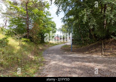 La strada per il piccolo villaggio di pescatori nella piccola e meravigliosa località balneare di Zempin sull'isola di Usedom. Foto Stock