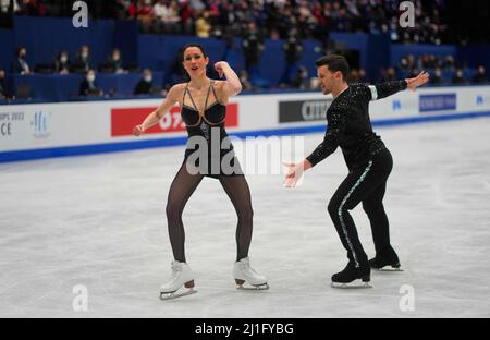 Sud de France Arena, Montpellier, Francia. 25th Mar 2022. Charlene Guignard e Marco Fabbri dall'Italia durante Pairs Ice Dance, World Figure Skating Championship alla Sud de France Arena, Montpellier, Francia. Kim Price/CSM/Alamy Live News Foto Stock