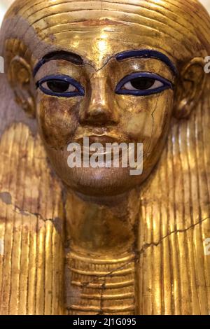 Maschera della morte di Yuya, Museo delle Antichità Egizie, il Cairo Foto Stock