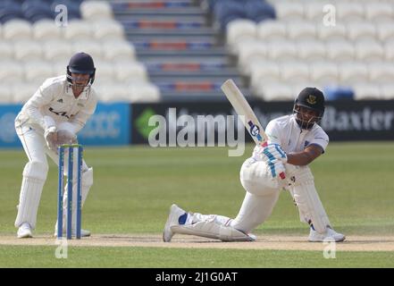 Hove, Regno Unito. 25th Mar 2022. Sussex's Delray Rawlins batte durante la partita amichevole di 3 giorni tra Sussex e Surrey al Central County Ground 1st di Hove. 25th Marzo 2022 Credit: James Boardman/Alamy Live News Foto Stock