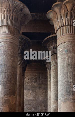 Interno del Tempio di Khnum, Esna, Egitto Foto Stock