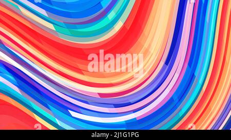 Sfondo colorato astratto con strisce curve multicolore. Motivo grafico vettoriale Motley Illustrazione Vettoriale
