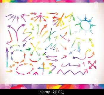 Set vettoriale di frecce filerello disegnate a mano Illustrazione Vettoriale