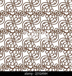 Motivo senza cuciture ondulato Zentangle. Dodle nero e bianco ornamento fiore Illustrazione Vettoriale