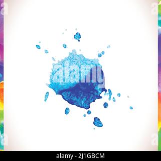 Set di macchie Vector blu verniciate ad acqua. Schizzi di vernice blu astratta. Illustrazione Vettoriale
