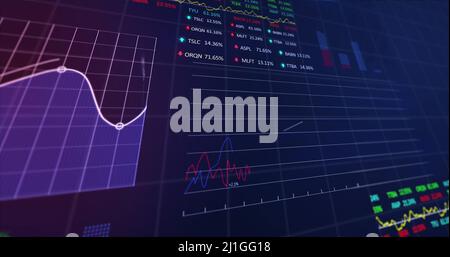 Immagine dell'elaborazione dei dati finanziari su rete Foto Stock