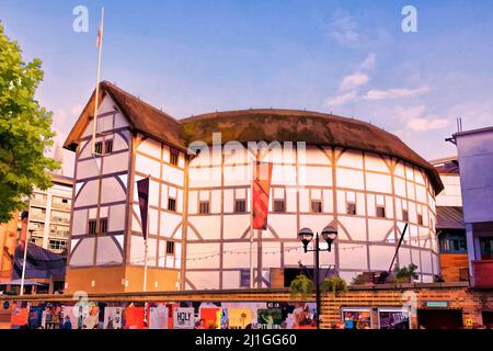 Shakespeare's Globe Theatre, nel London Borough of Southwark. Foto Stock