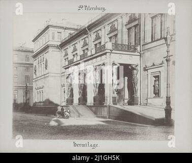 Foto d'epoca di Portico del nuovo Eremo a San Pietroburgo con atlanten. Impero russo. 1898 Foto Stock