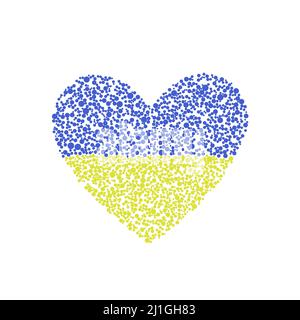 Forma del cuore giallo blu. Vettore bandiera Ucraina Illustrazione Vettoriale