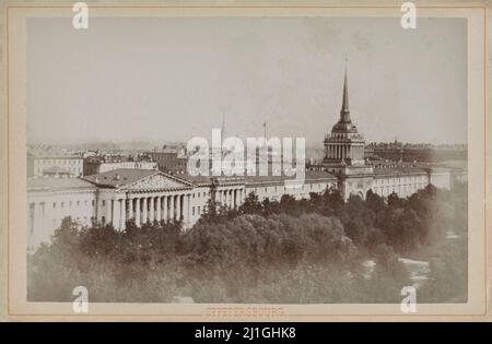 Foto del 19th° secolo dell'edificio dell'Ammiragliato di San Pietroburgo. Impero russo. J. Daziaro, c.. 1880-c. 1900 Foto Stock