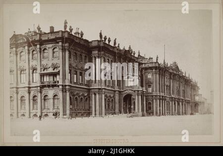 Foto del 19th secolo dell'esterno del Palazzo d'Inverno a San Pietroburgo. Impero russo. J. Daziaro, c.. 1880-c. 1900 Foto Stock