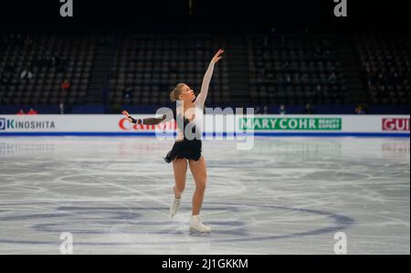 Sud de France Arena, Montpellier, Francia. 25th Mar 2022. DASA GRM dalla Slovenia durante la finale delle donne, Campionato Mondiale di Pattinaggio a Sud de France Arena, Montpellier, Francia. Kim Price/CSM/Alamy Live News Foto Stock