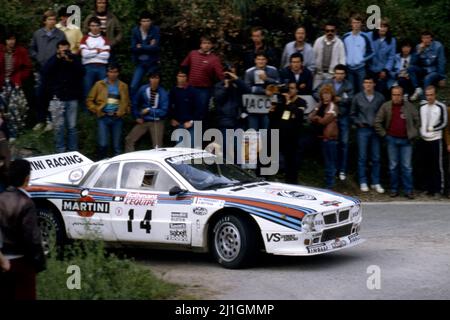 Attilio Bettega (ITA) Maurizio Perissinot (ITA) Lancia Rally 037 GRB Martini Racing Foto Stock