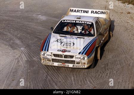Attilio Bettega (ITA) Maurizio Perissinot (ITA) Lancia Rally 037 GRB Martini Racing Foto Stock