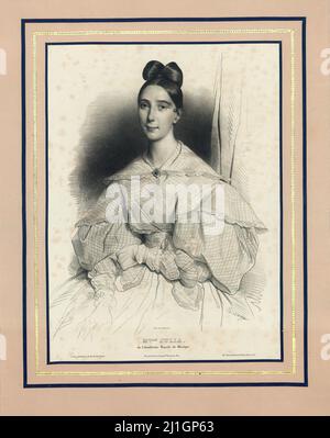 Disegno vintage di mademoiselle Julia, la Royal Academy of Music. 1840, di Achille Devéria (1800-1857) Foto Stock