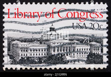 STATI UNITI D'AMERICA - CIRCA 1982: Un francobollo stampato negli Stati Uniti d'America mostra la Biblioteca del Congresso, circa 1982 Foto Stock