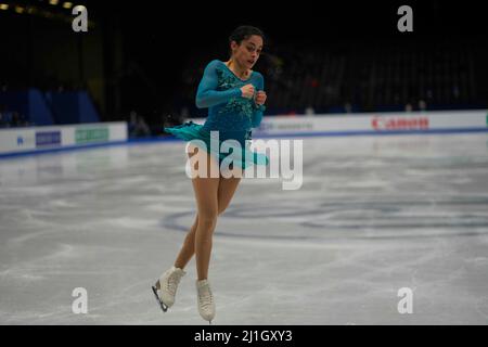 Sud de France Arena, Montpellier, Francia. 25th Mar 2022. Madeline Schizas dal Canada durante la finale delle donne, il Campionato Mondiale di Pattinaggio a Sud de France Arena, Montpellier, Francia. Kim Price/CSM/Alamy Live News Foto Stock