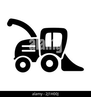 Icona glifo piatto della mietitrebbiatrice. Cartello agricoltura. Simbolo grafico per la progettazione del sito Web, il logo, l'app, l'interfaccia utente. Illustrazione vettoriale, EPS10. Illustrazione Vettoriale