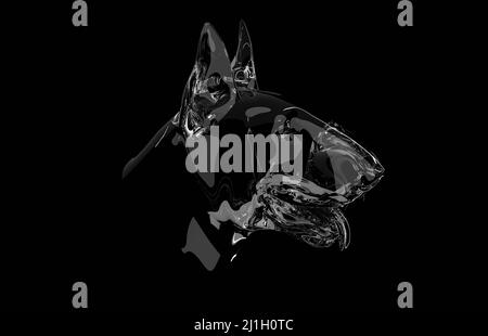 Astratto bull Terrier testa per il gioco 3D. Animale 3D rendering, Animali domestici, cane amanti tema design. Foto Stock