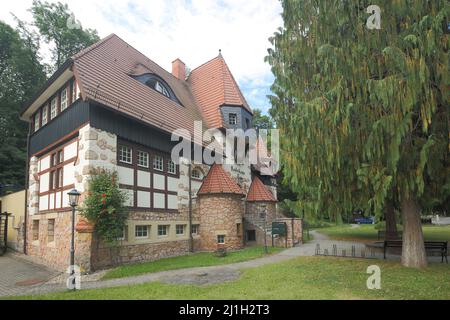 Bagno costruito nel 1908 a Ballenstedt, nei monti Harz, Sassonia-Anhalt, Germania Foto Stock