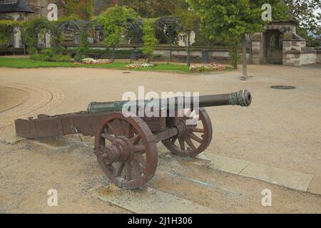 Cannone al castello di Wernigerode, Sassonia-Anhalt, Germania Foto Stock