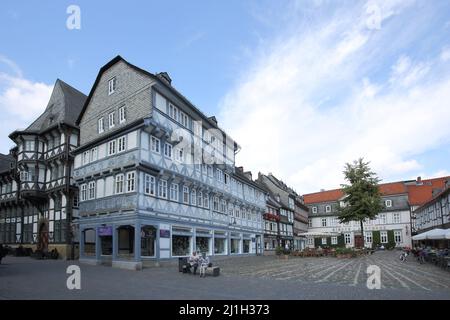 Case a graticcio a Schuhhof a Goslar, bassa Sassonia, Germania Foto Stock