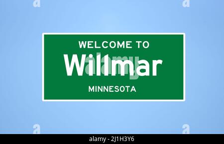 Willmar, Minnesota City Limit Sign. Cartello della città dagli Stati Uniti. Foto Stock