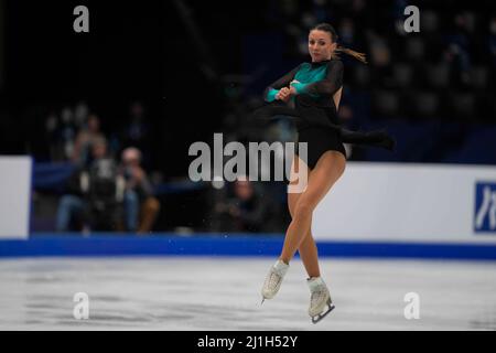 Sud de France Arena, Montpellier, Francia. 25th Mar 2022. Nicole Schott dalla Georgia durante la finale delle donne, il Campionato Mondiale di Pattinaggio a Sud de France Arena, Montpellier, Francia. Kim Price/CSM/Alamy Live News Foto Stock