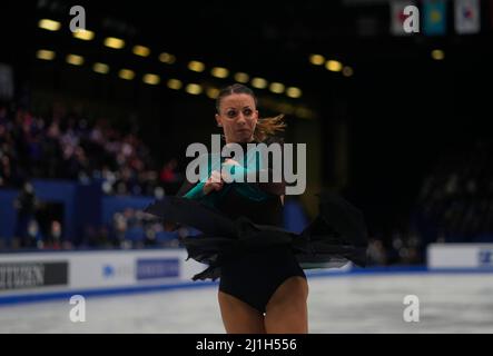 Sud de France Arena, Montpellier, Francia. 25th Mar 2022. Nicole Schott dalla Georgia durante la finale delle donne, il Campionato Mondiale di Pattinaggio a Sud de France Arena, Montpellier, Francia. Kim Price/CSM/Alamy Live News Foto Stock